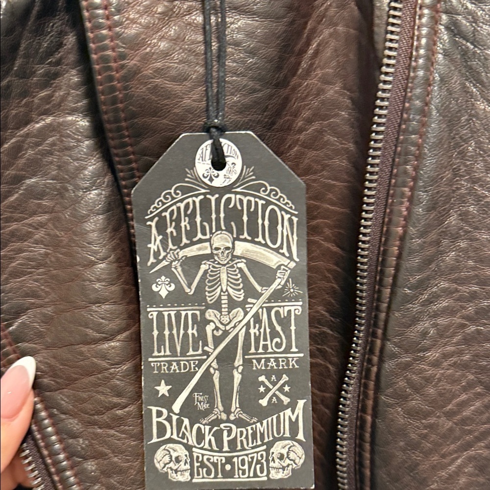 Affliction Dark Brown Leather Jacket - Picture 5 of 5